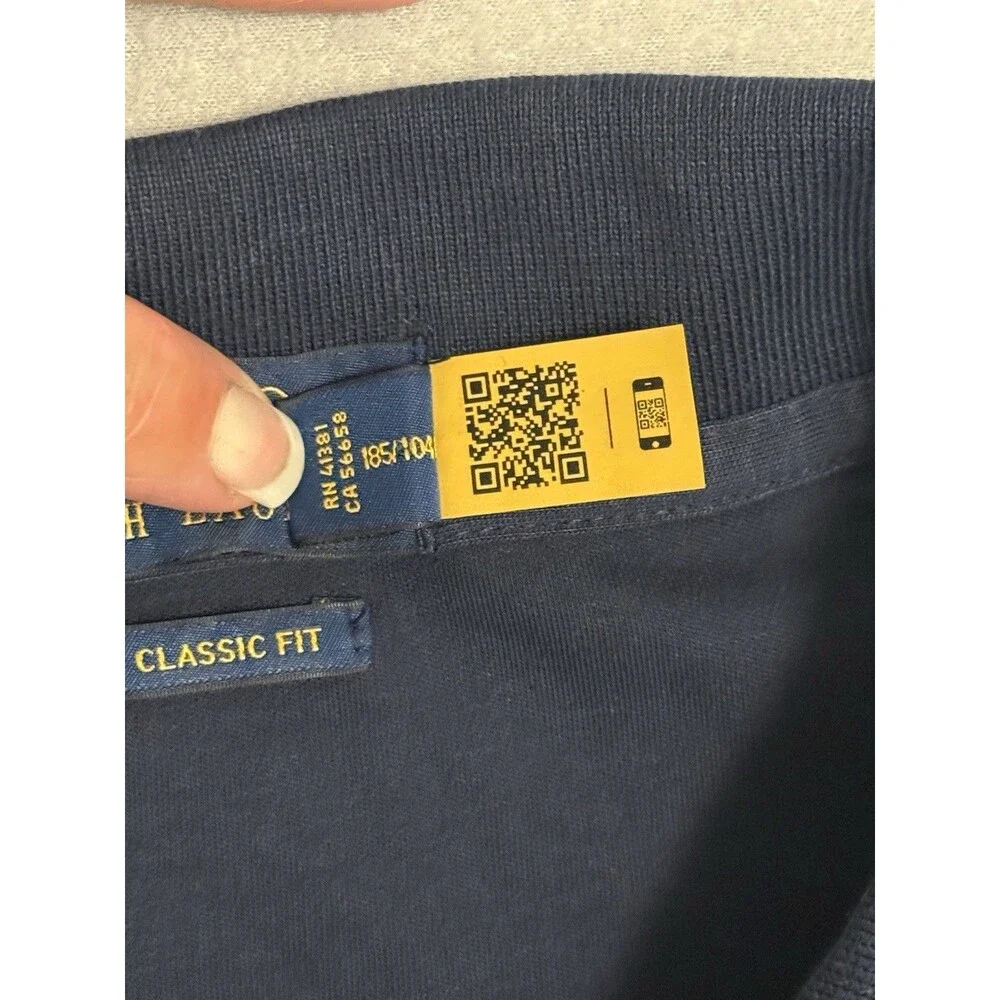 Polo Ralph Lauren Mens Polo Shirt XL Navy Blue Short Sleeve Classic Fit QR Tag